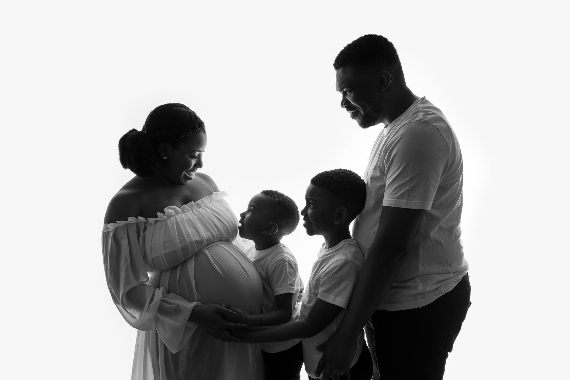 black and white family and maternity